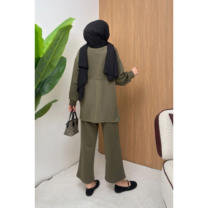 ScubaFlex Comfort Esnek Dokulu Fermuar Detaylı Kadın Tesettür Takım