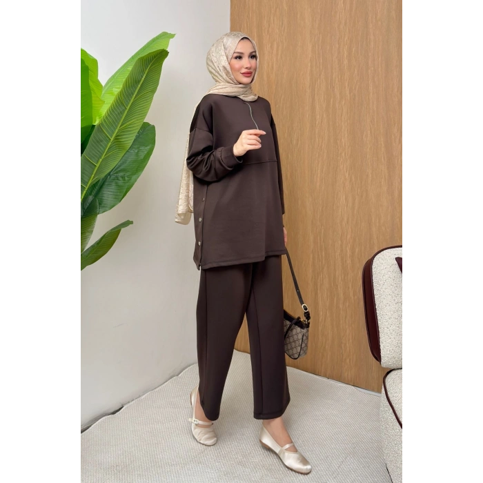 ScubaFlex Comfort Esnek Dokulu Fermuar Detaylı Kadın Tesettür Takım