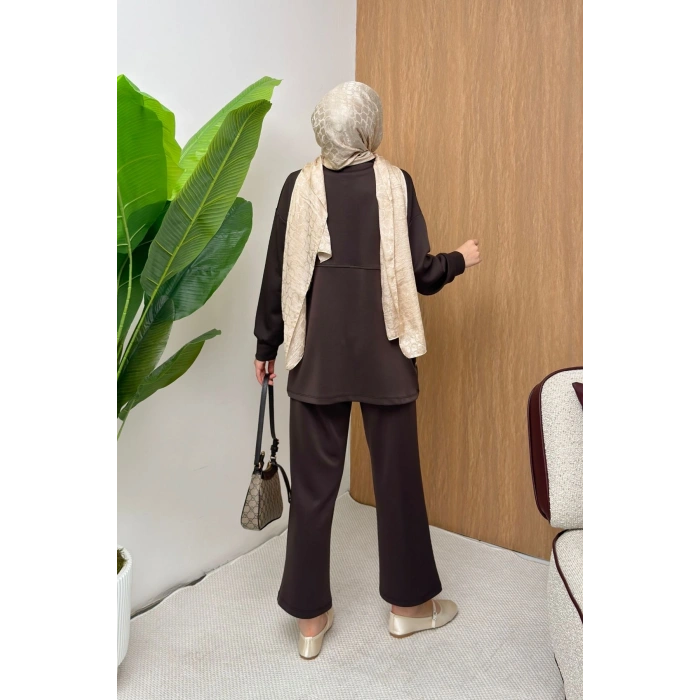 ScubaFlex Comfort Esnek Dokulu Fermuar Detaylı Kadın Tesettür Takım