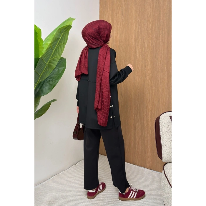 ScubaFlex Comfort Esnek Dokulu Fermuar Detaylı Kadın Tesettür Takım