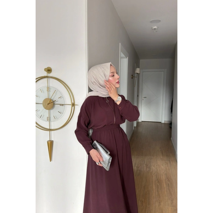 Cupra Kumaş Bordo Kadın Elbise Etek Takım