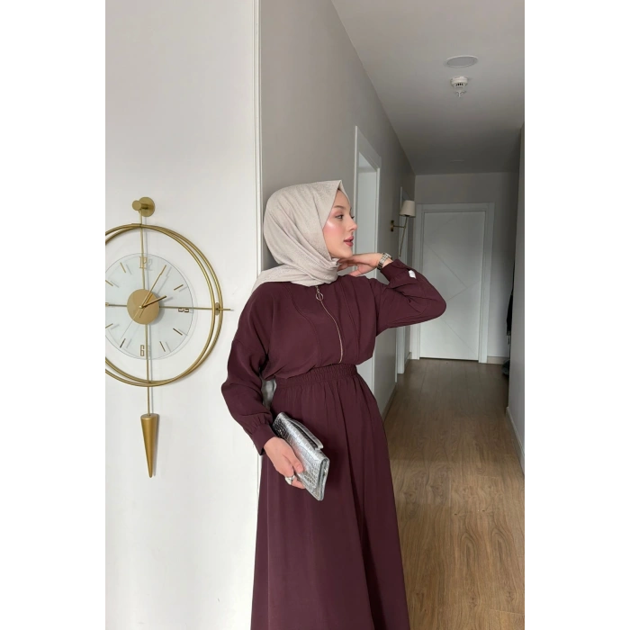 Cupra Kumaş Bordo Kadın Elbise Etek Takım