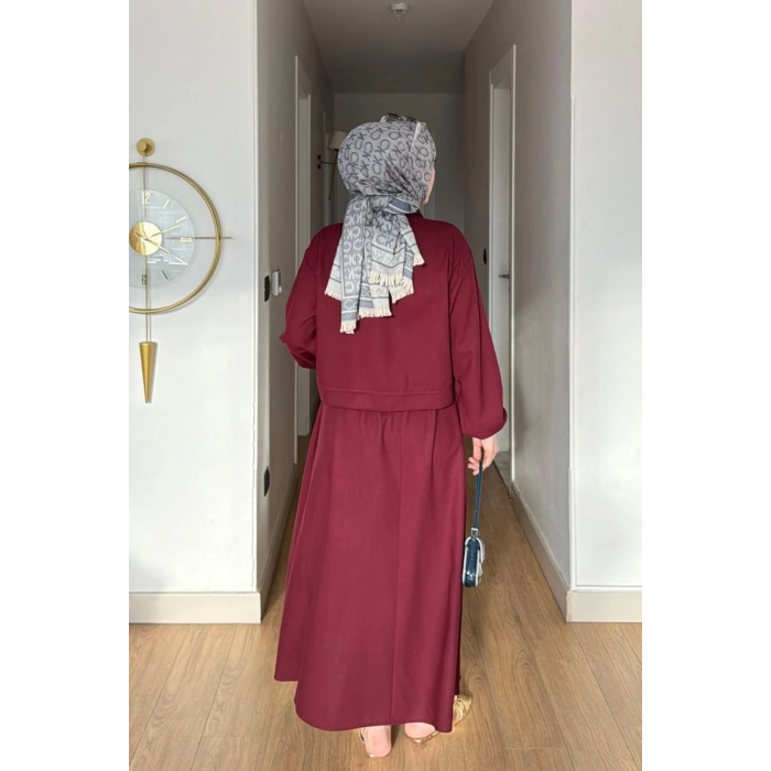 Emily Model Cep Detaylı Kadın Alt Üst Takım – Bordo