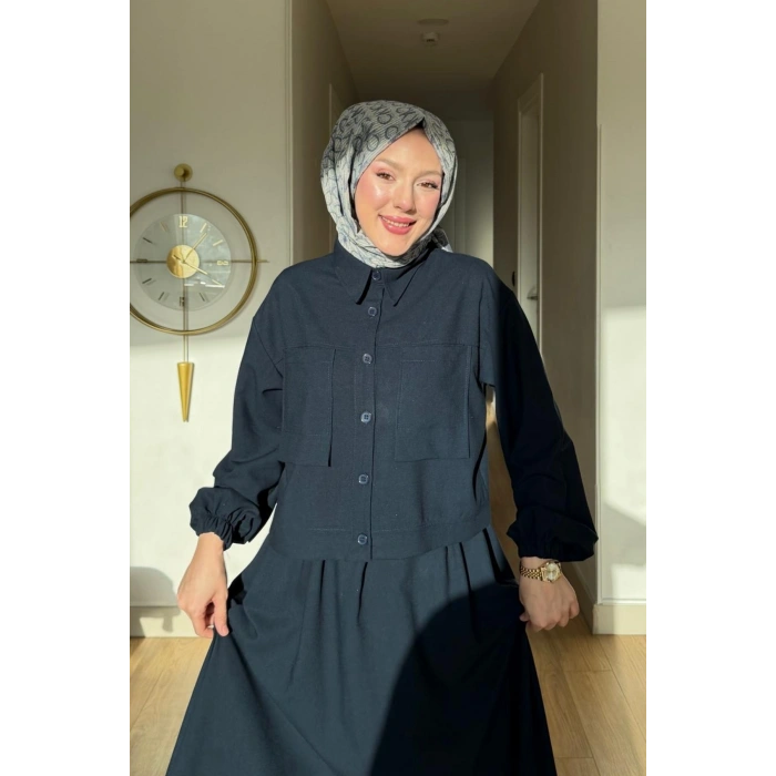 Emily Model Cep Detaylı Kadın Alt Üst Takım – Lacivert