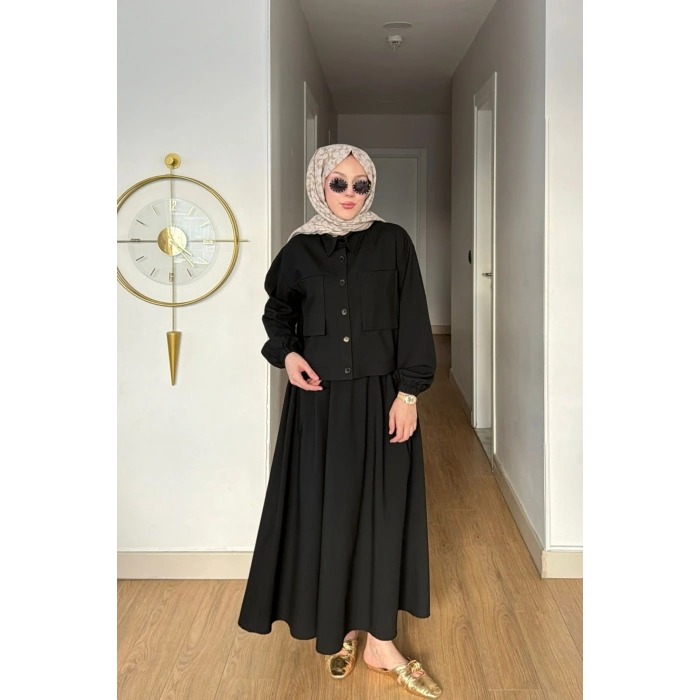 Emily Model Cep Detaylı Kadın Alt Üst Takım – Siyah