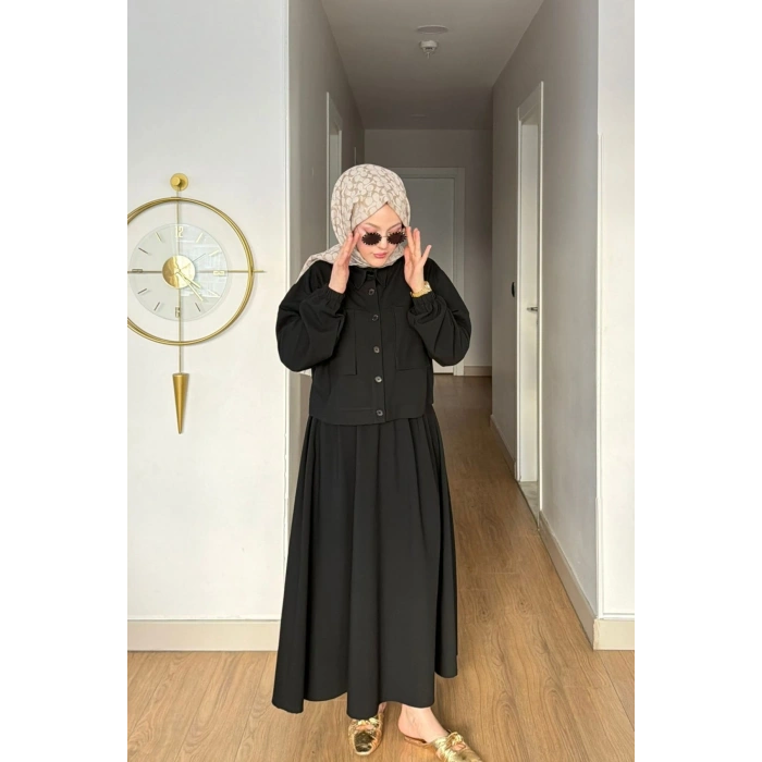 Emily Model Cep Detaylı Kadın Alt Üst Takım – Siyah