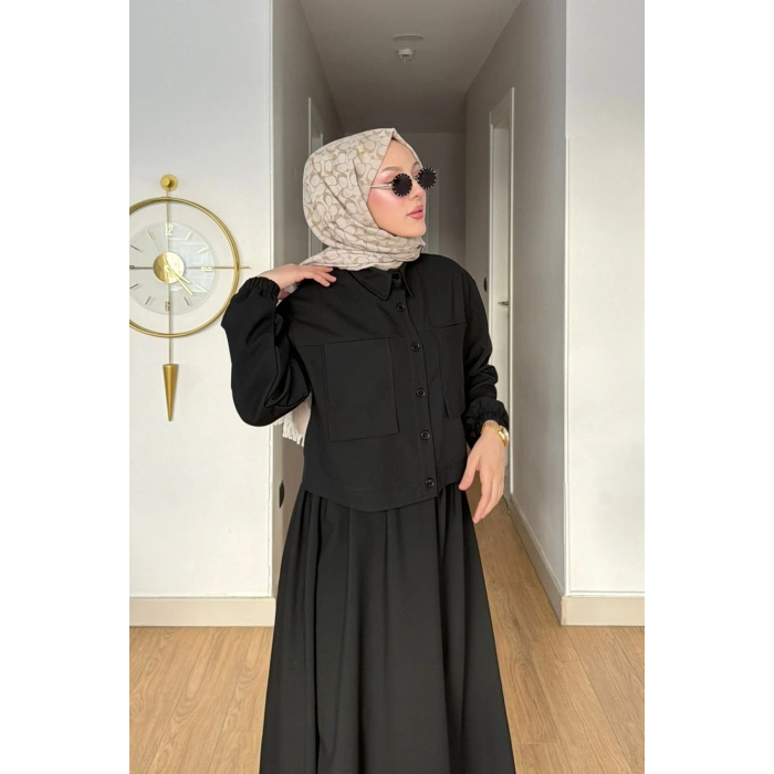 Emily Model Cep Detaylı Kadın Alt Üst Takım – Siyah