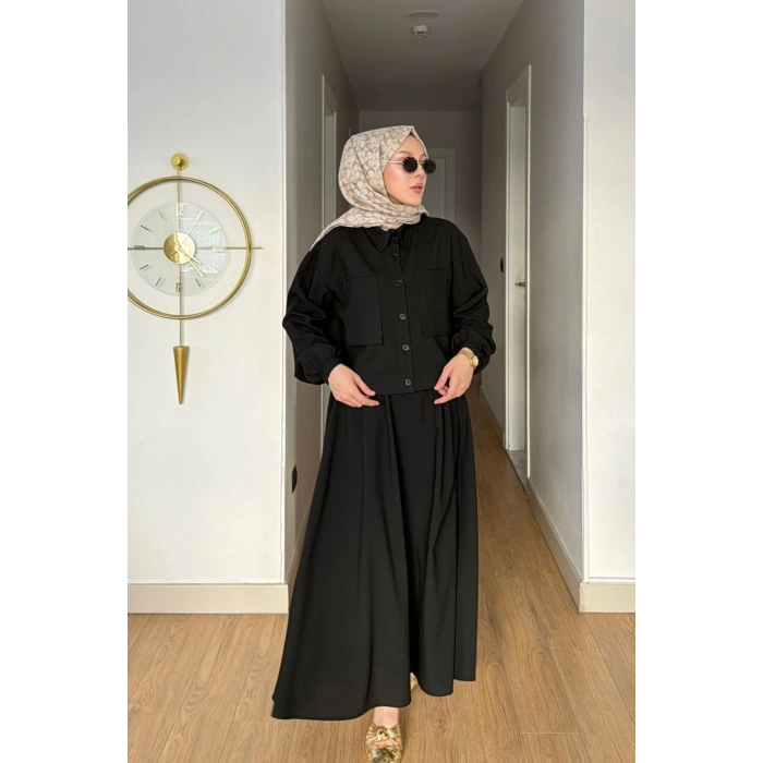 Emily Model Cep Detaylı Kadın Alt Üst Takım – Siyah