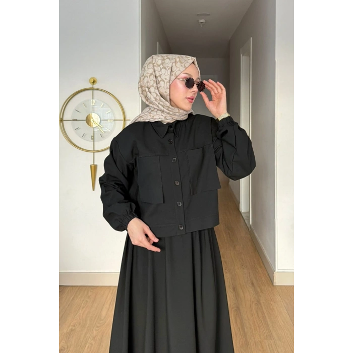 Emily Model Cep Detaylı Kadın Alt Üst Takım – Siyah