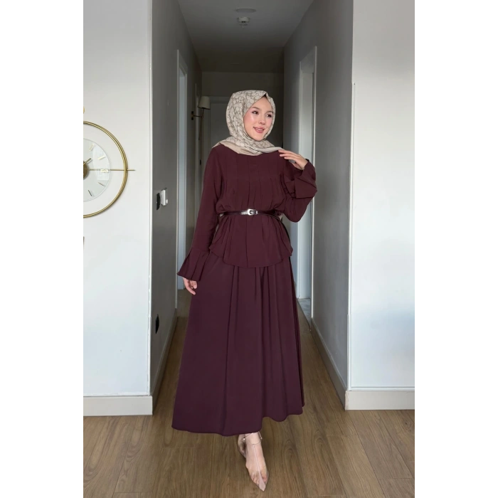 Lucia Kadın Kemerli Takım Bordo