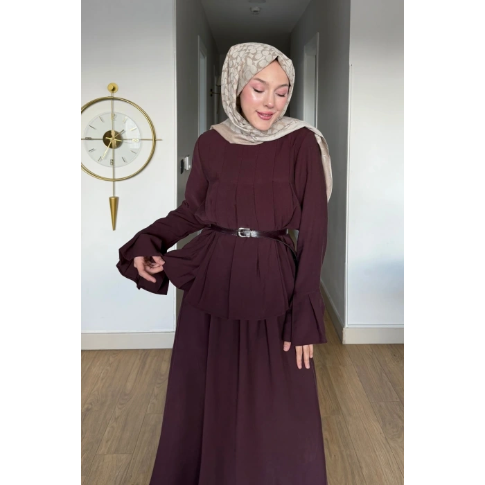 Lucia Kadın Kemerli Takım Bordo