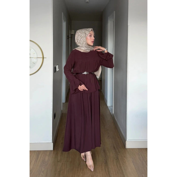 Lucia Kadın Kemerli Takım Bordo