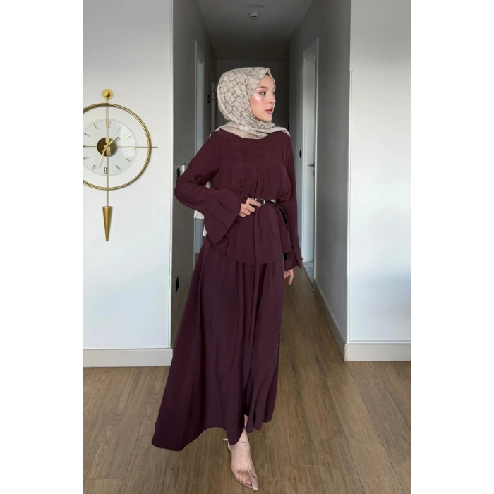 Lucia Kadın Kemerli Takım Bordo