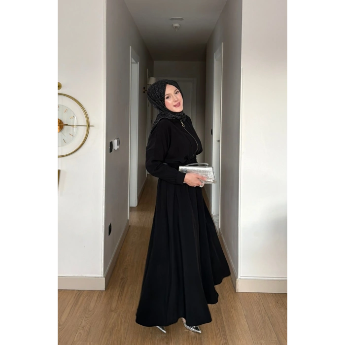 Cupra Kumaş Siyah Kadın Elbise Etek Takım