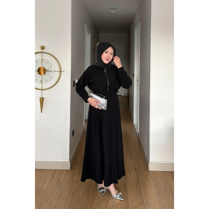 Cupra Kumaş Siyah Kadın Elbise Etek Takım