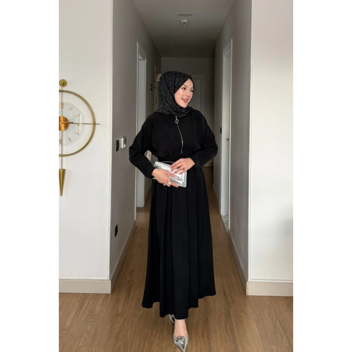 Cupra Kumaş Siyah Kadın Elbise Etek Takım