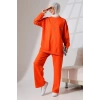 Kadın Turuncu Mevsimlik Penye Alt Üst Spor ve Rahat Tesettür Takım