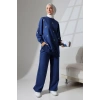 Kadın Lacivert Mevsimlik Penye Alt Üst Spor Ve Rahat Ikili Tunik Pantolon Şık Tesettür Takım