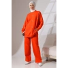 Kadın Turuncu Mevsimlik Penye Alt Üst Spor Ve Rahat Ikili Tunik Pantolon Şık Tesettür Takım