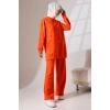 Kadın Turuncu Mevsimlik Penye Alt Üst Spor Ve Rahat Ikili Tunik Pantolon Şık Tesettür Takım