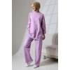 Kadın Lila Mevsimlik Penye Alt Üst Spor Ve Rahat Ikili Tunik Pantolon Şık Tesettür Takım