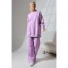 Kadın Lila Mevsimlik Penye Alt Üst Spor Ve Rahat Ikili Tunik Pantolon Şık Tesettür Takım