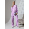 Kadın Lila Mevsimlik Penye Alt Üst Spor Ve Rahat Ikili Tunik Pantolon Şık Tesettür Takım