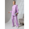 Kadın Lila Mevsimlik Penye Alt Üst Spor Ve Rahat Ikili Tunik Pantolon Şık Tesettür Takım