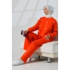 Kadın Turuncu Mevsimlik Penye Alt Üst Spor ve Rahat Tesettür Takım