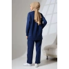 Kadın Lacivert Mevsimlik Penye Alt Üst Spor Ve Rahat Ikili Tunik Pantolon Şık Tesettür Takım