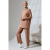 Kadın Camel Mevsimlik Penye Alt Üst Spor ve Rahat Tesettür Takım