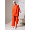Kadın Turuncu Mevsimlik Penye Alt Üst Spor ve Rahat Tesettür Takım