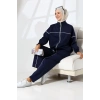 Kadın Lacivert Mevsimlik Penye Alt Üst Spor Ve Rahat Ikili Tunik Pantolon Şık Tesettür Takım
