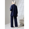 Kadın Lacivert Mevsimlik Penye Alt Üst Spor Ve Rahat Ikili Tunik Pantolon Şık Tesettür Takım