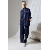 Kadın Lacivert Mevsimlik Penye Alt Üst Spor Ve Rahat Ikili Tunik Pantolon Şık Tesettür Takım
