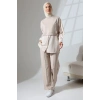 Kadın Taş Rengi Mevsimlik Penye Alt Üst Spor ve Rahat Tesettür Takım