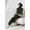 Kadın Haki Yeşili Mevsimlik Penye Alt Üst Spor Ve Rahat Ikili Tunik Pantolon Şık Tesettür Takım