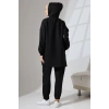 Kadın Siyah Mevsimlik Penye Alt Üst Spor ve Rahat Tesettür Takım