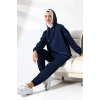 Kadın Mevsimlik Penye Alt Üst Spor ve Rahat Lacivert Tesettür Takım