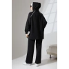 Kadın Siyah Mevsimlik Penye Alt Üst Spor Ve Rahat Ikili Tunik Pantolon Şık Tesettür Takım
