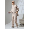 Kadın Taş Rengi Mevsimlik Penye Alt Üst Spor Ve Rahat Ikili Tunik Pantolon Şık Tesettür Takım