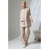 Kadın Taş Rengi Mevsimlik Penye Alt Üst Spor Ve Rahat Ikili Tunik Pantolon Şık Tesettür Takım