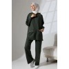 Kadın Haki Yeşili Mevsimlik Penye Alt Üst Spor Ve Rahat Ikili Tunik Pantolon Şık Tesettür Takım