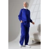 Kadın Saks Mavisi Mevsimlik Penye Alt Üst Spor Ve Rahat Ikili Tunik Pantolon Şık Tesettür Takım