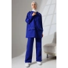 Kadın Saks Mavisi Mevsimlik Penye Alt Üst Spor Ve Rahat Ikili Tunik Pantolon Şık Tesettür Takım