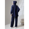 Kadın Lacivert Mevsimlik Penye Alt Üst Spor Ve Rahat Ikili Tunik Pantolon Şık Tesettür Takım