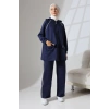 Kadın Lacivert Mevsimlik Penye Alt Üst Spor Ve Rahat Ikili Tunik Pantolon Şık Tesettür Takım