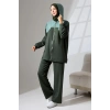 Kadın Haki Yeşili Mevsimlik Penye Alt Üst Spor Ve Rahat Ikili Tunik Pantolon Şık Tesettür Takım