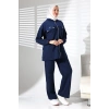 Kadın Mevsimlik Alt ve Üst Rahat Lacivert Spor Tesettür Takım