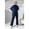 Kadın Mevsimlik Penye Alt Üst Spor Ve Rahat Lacivert Ikili Tunik Pantolon Şık Tesettür Takım